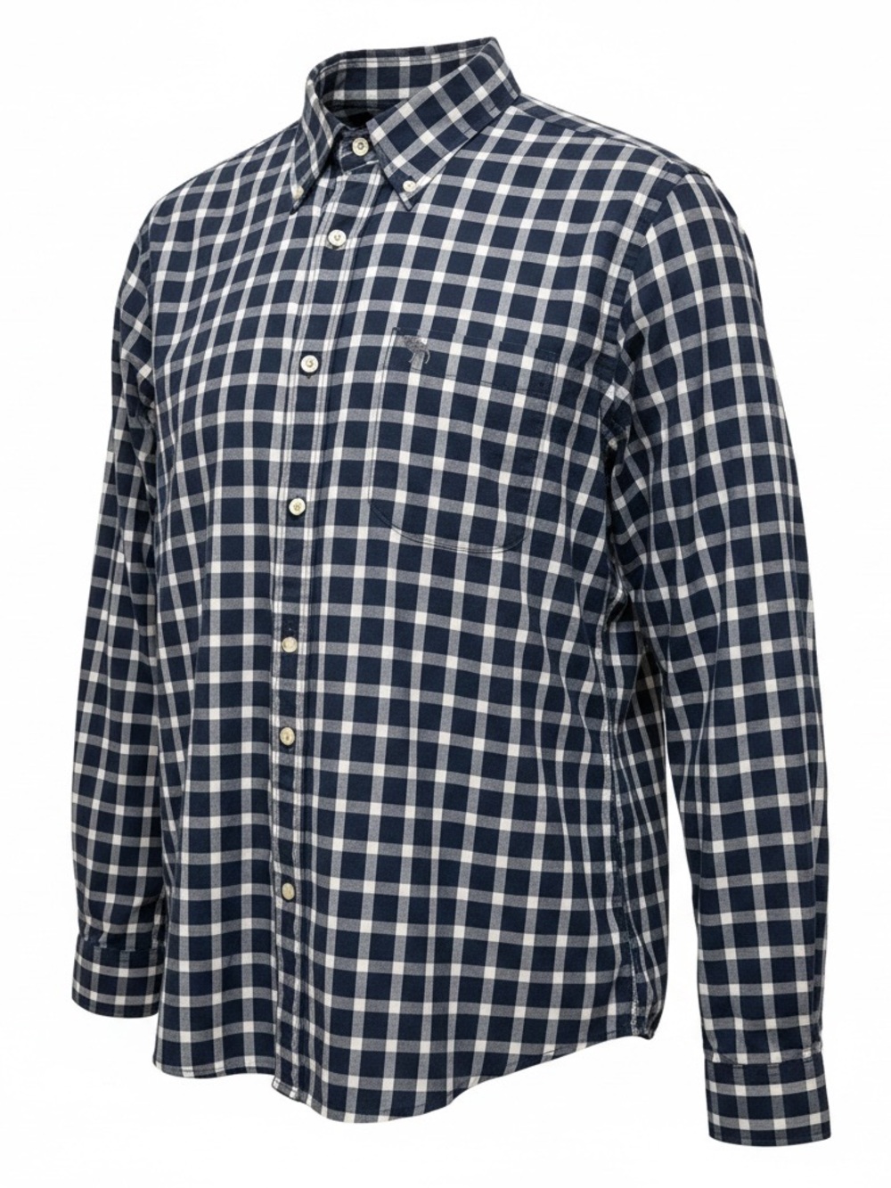 Abercrombie & Fitch Navy and White Plaid Muscle Button-Down Shirt XXL